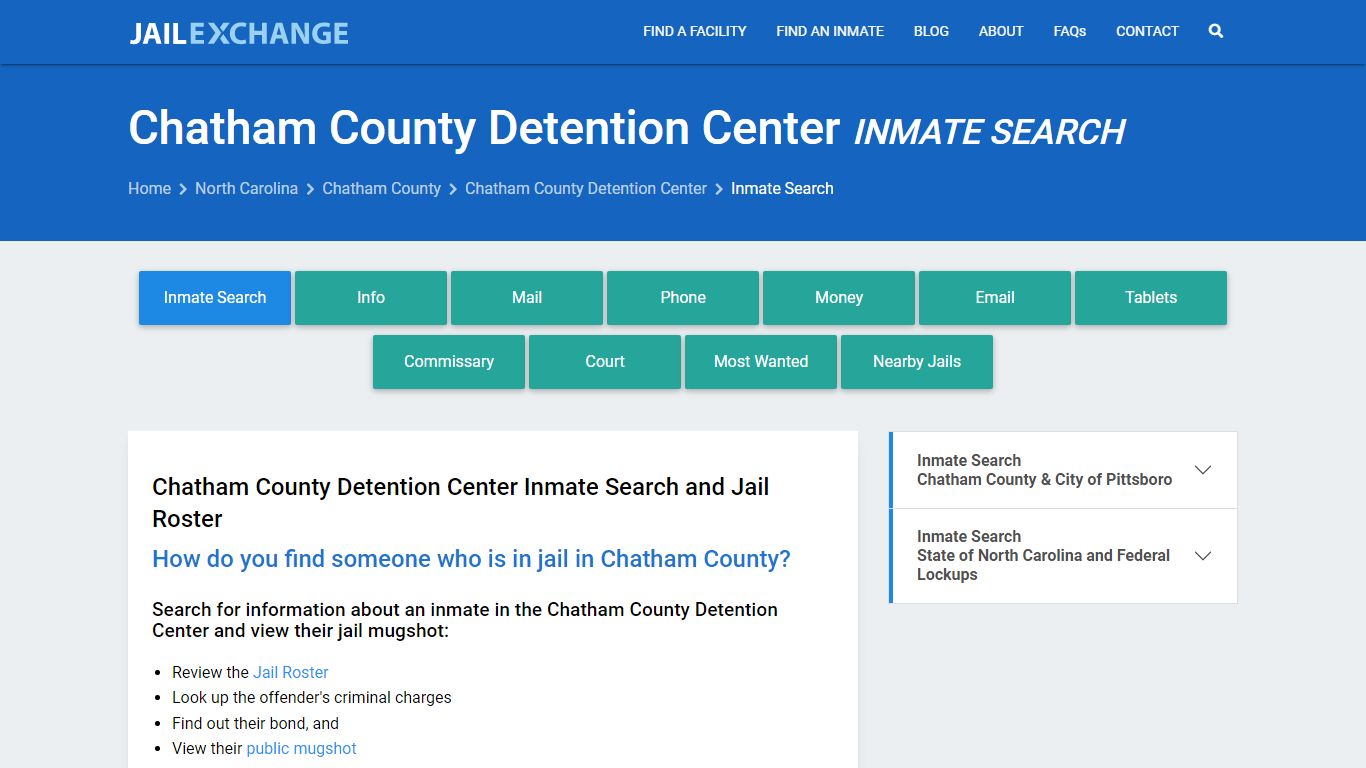Chatham County Detention Center Inmate Search - Jail Exchange
