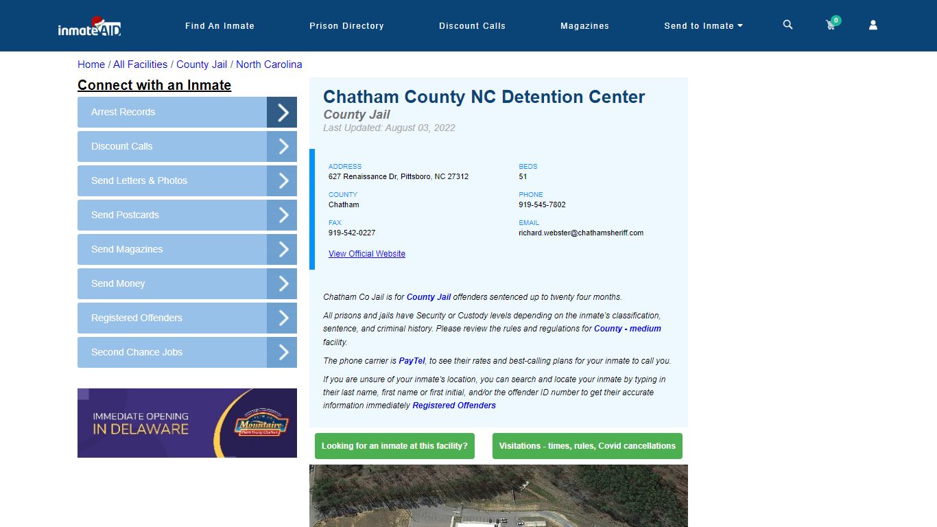Chatham County NC Detention Center - Inmate Locator - Pittsboro, NC
