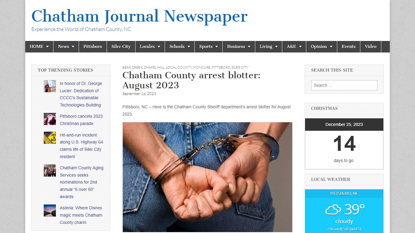 Chatham County arrest blotter: August 2023