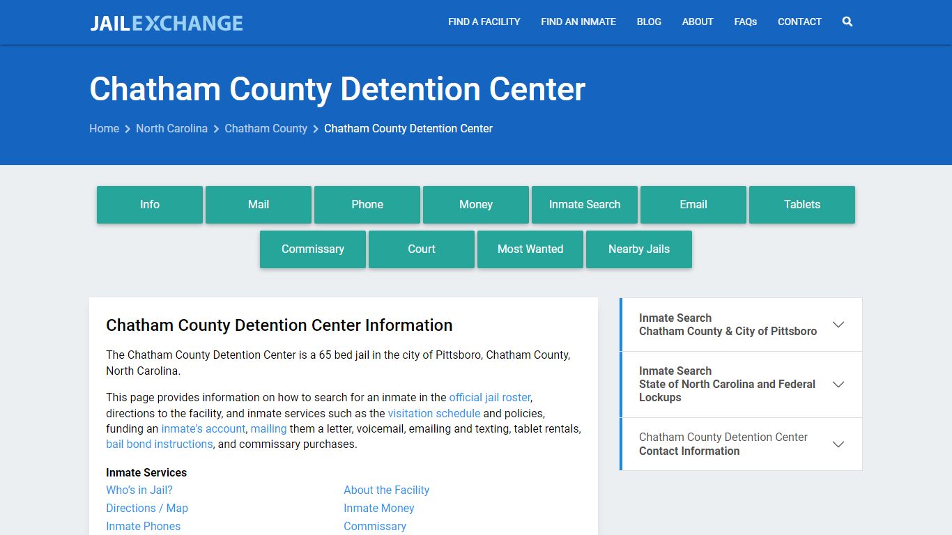 Chatham County Detention Center, NC Inmate Search, Information